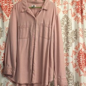 Light pink “denim” button down